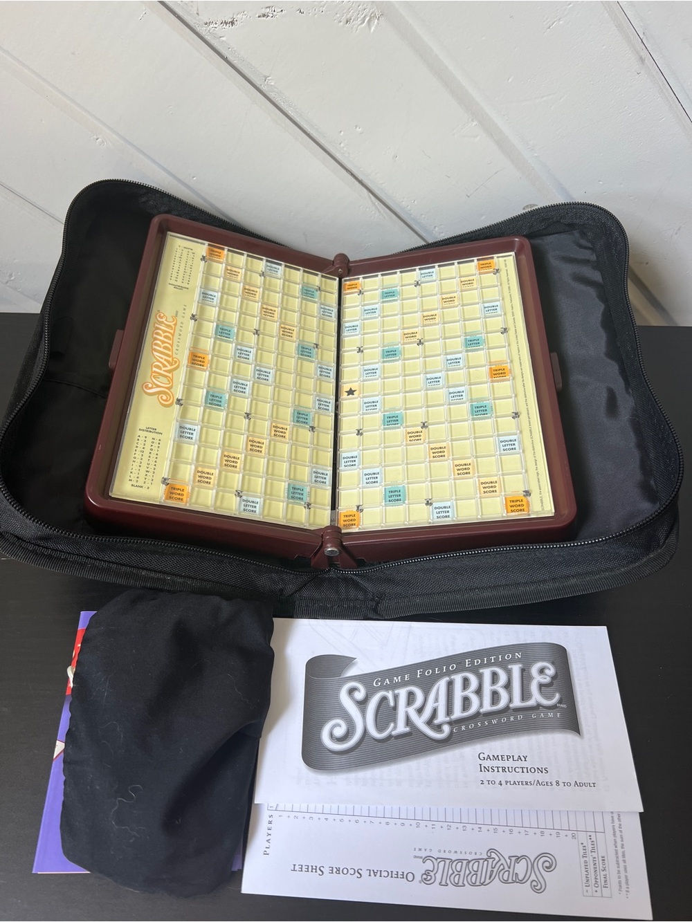 VTG Scrabble Travel Tile Game in a Canvas Zippered Travel Bag